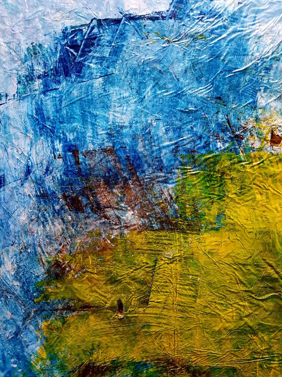 Senza Titolo 181 - abstract landscape - ready to hang - 72 x 81 x 2 cm - acrylic painting on stretched canvas