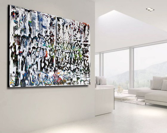 White Love - XL LARGE,  ABSTRACT ART – EXPRESSIONS OF ENERGY AND LIGHT. READY TO HANG!