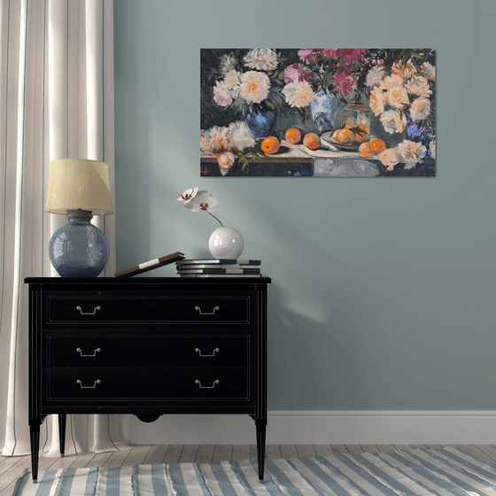Still Life with Peonies and Oranges