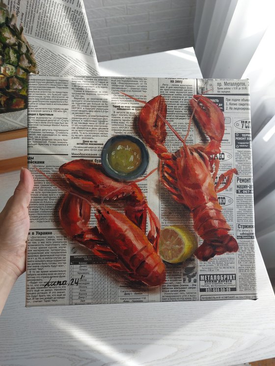 Lobster on a newspaper