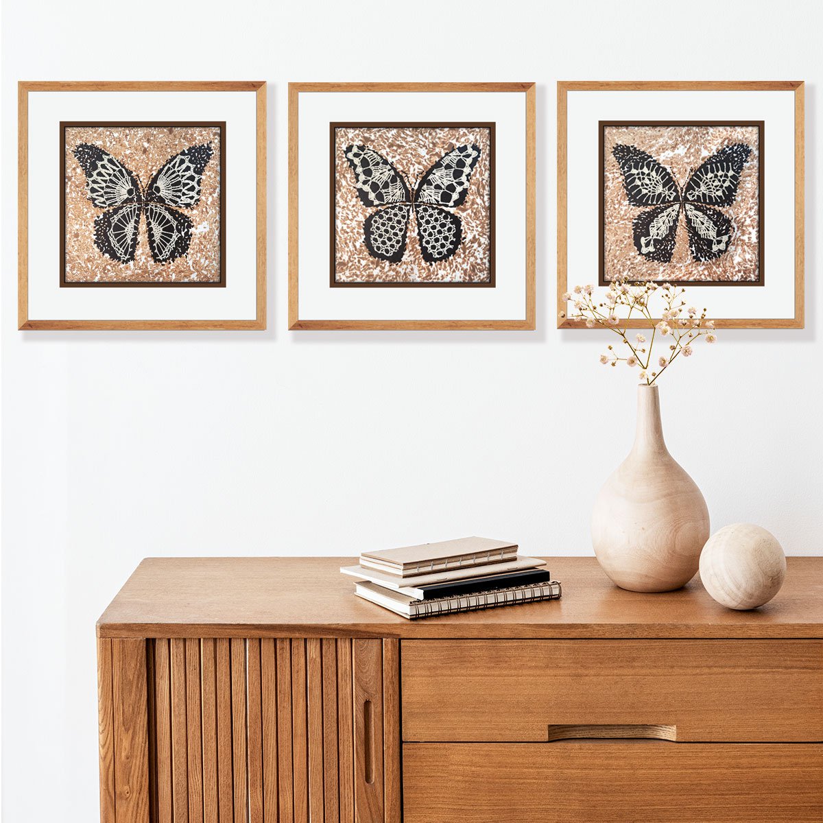 Chocolate Butterflies, Set Of 3 By Mariia Raskin, 30 X 10, Artwork For Sale On Artfinder