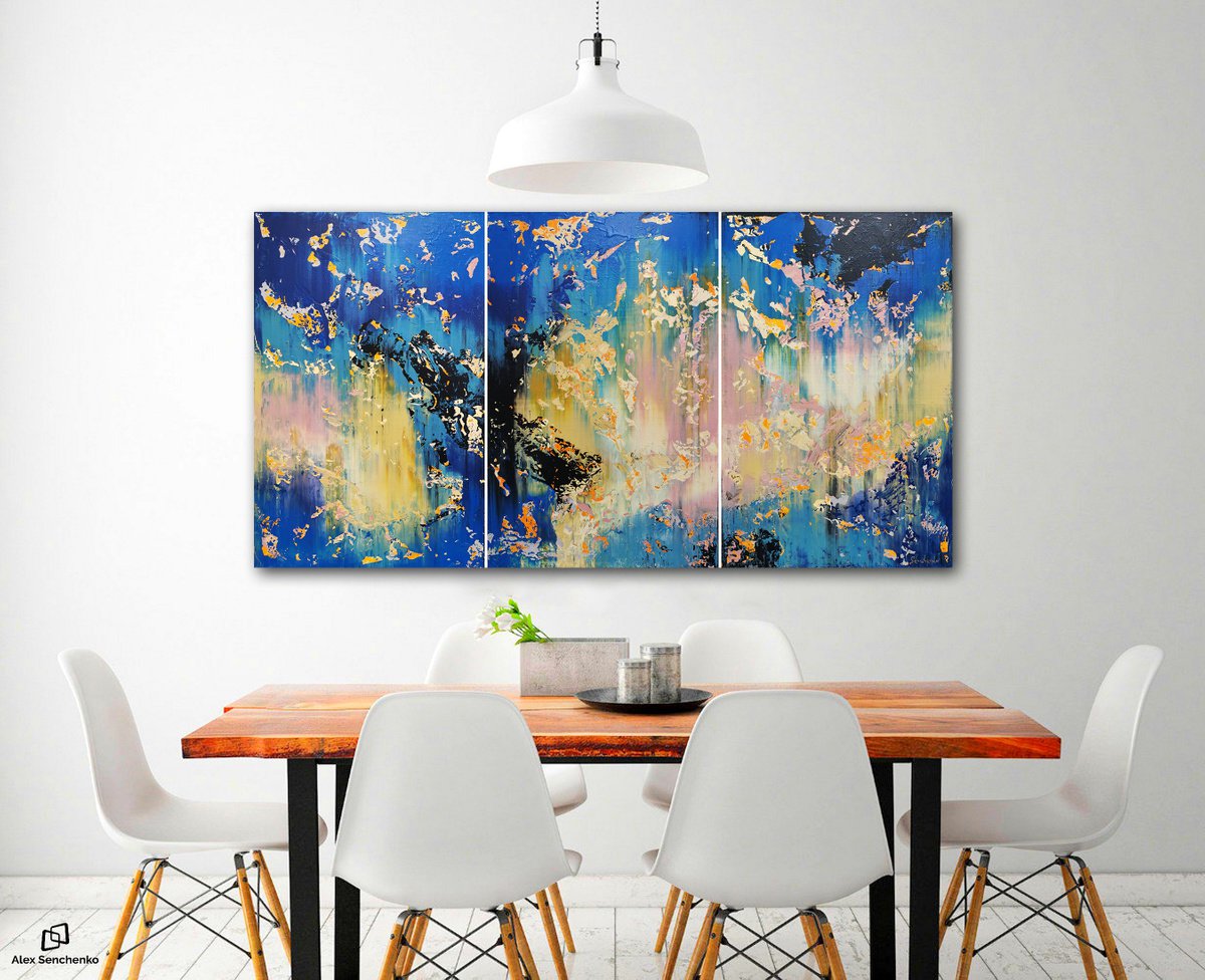 180x90cm. / Abstract triptych / Abstract 2173 by Alex Senchenko