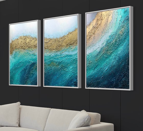 Ocean Eyes (triptych) Extra Large Oversized Abstract