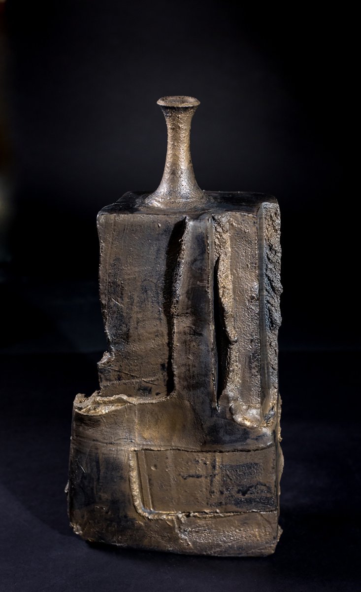 Organic Portrait Clay Sculpture By Inaki San, 7 X 15, Sunset 2, Original Artwork