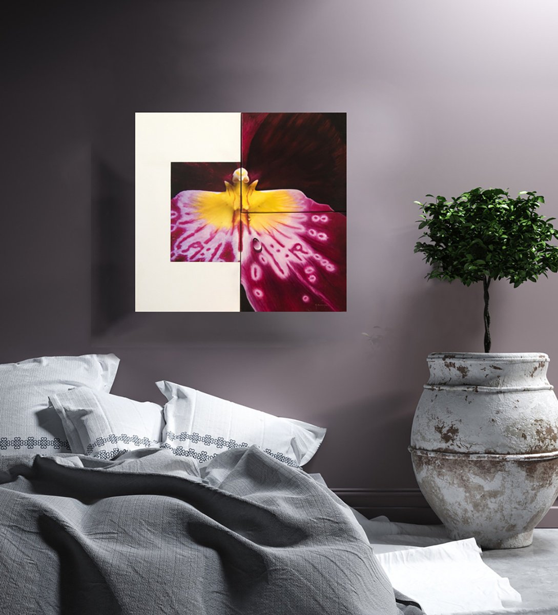 Photorealistic Botanical Painting By Juan Bernal, 20 X 16", Miltonia, Original Artwork