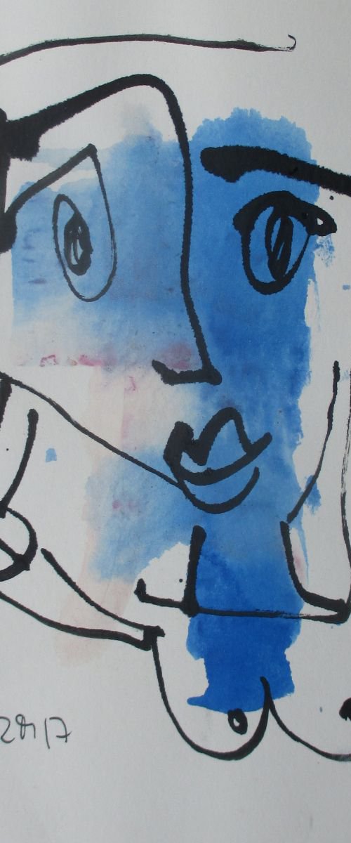 blue girl - drawing ink by Sonja Zeltner-Müller
