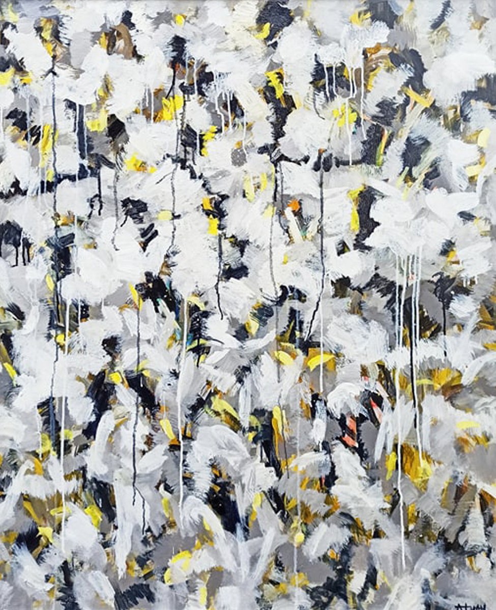 Abstract Botanical Acrylic Painting By Anh Tuan Le Le, 39 X 47, Flower Season (100X120Cm), Original Artwork