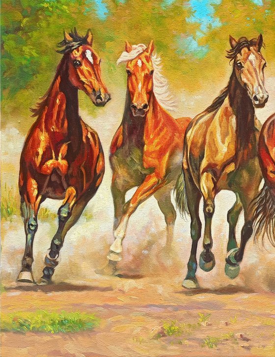 Horses (60x75cm, oil painting, ready to hang)