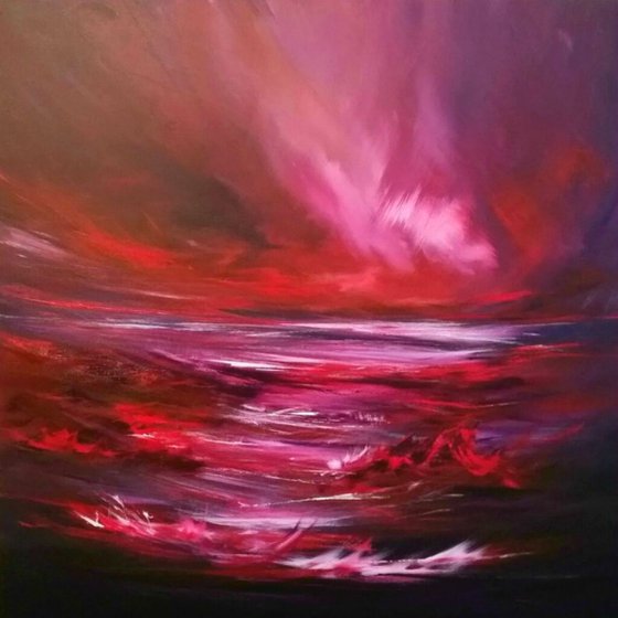 Energy - Red Large, Square, Painting, STUNNING, WARM