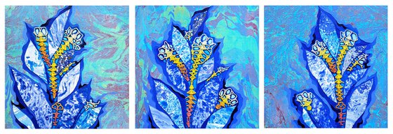 Blue Garden, set of 3