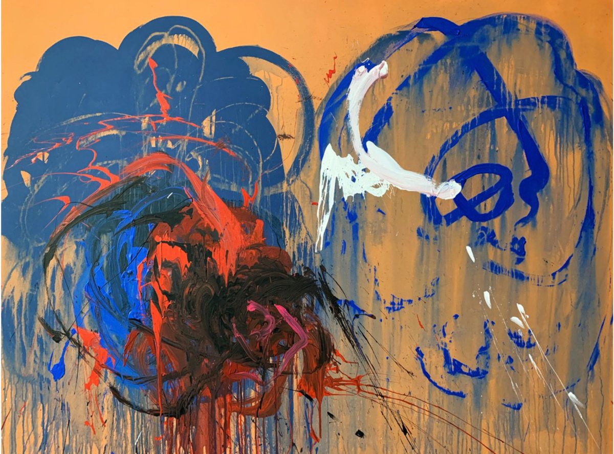 Abstract Botanical Acrylic Painting By Rosi Roys, 75 X 57", Flower 16, Original Artwork