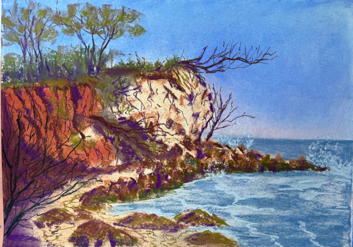 Impressionistic Pastel Drawing , Soft Pastel Plein Air Seascape By Yuliia Sharapova, 16 X 12, Artwork For Sale On Artfinder