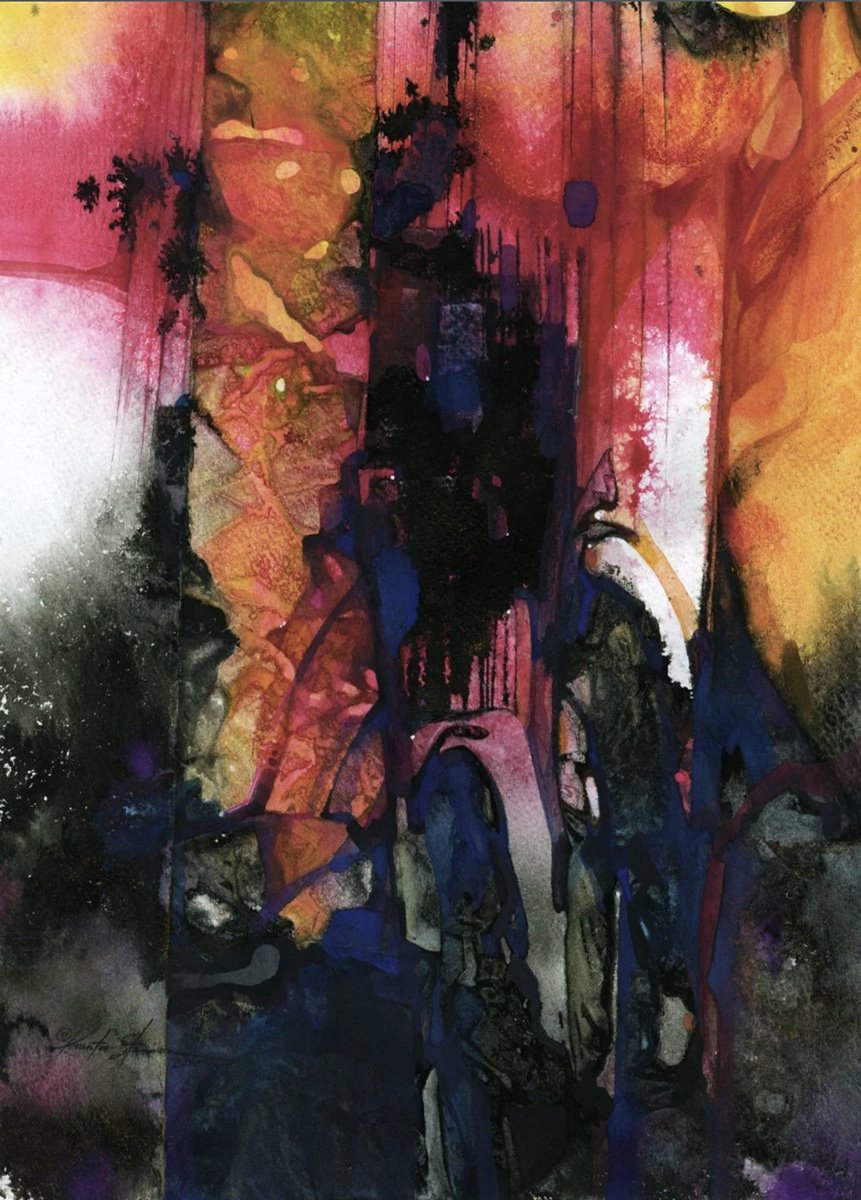 Abstract Painting By Kathy Morton Stanion, 10 X 14", Dream Palace, Original Artwork