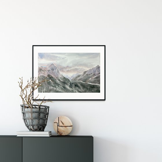 Original watercolour painting, Canmore view, Canadian rockies, Plein air painting, wall art, room decor, mountains
