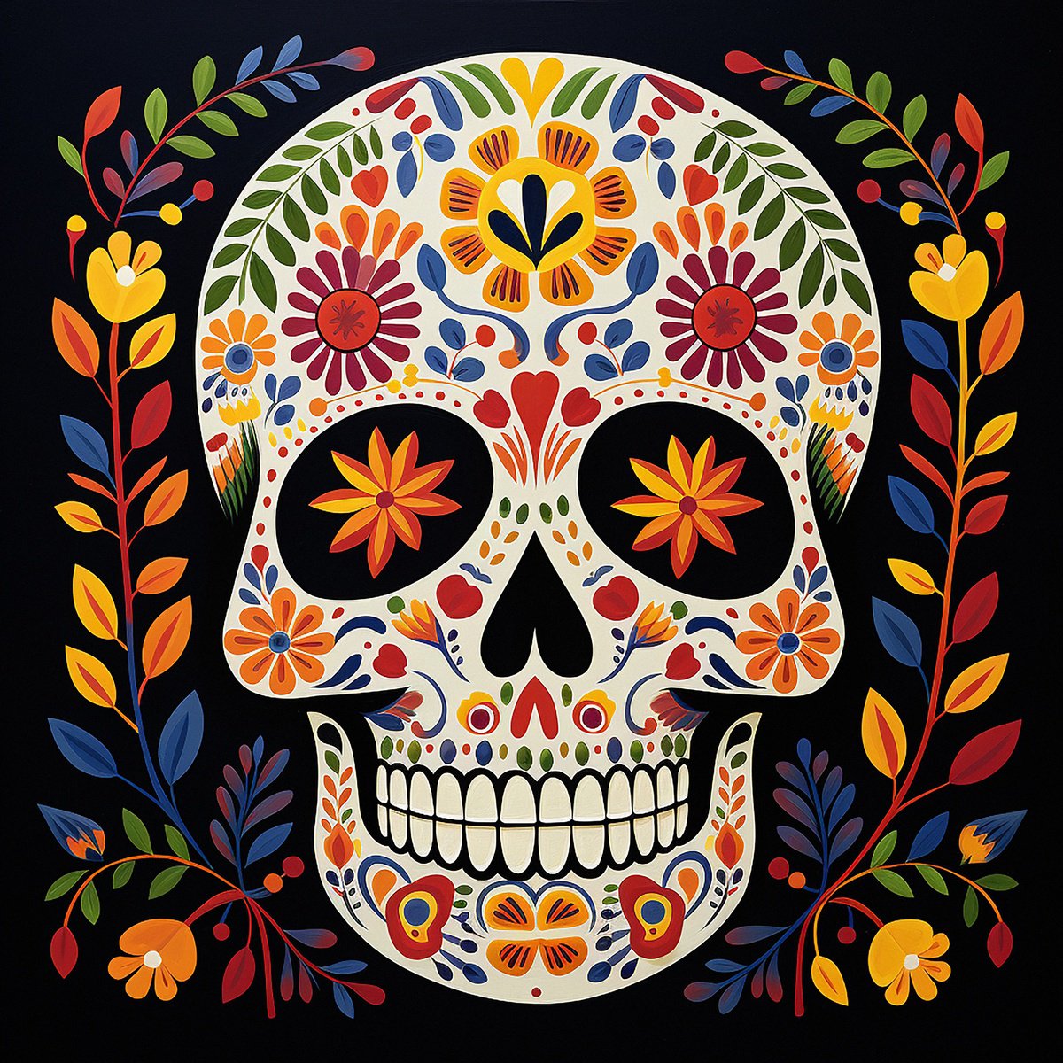 Urban And Pop Acrylic Painting , Calavera I By Kosta Morr, 31 X 31, Artwork For Sale On Artfinder