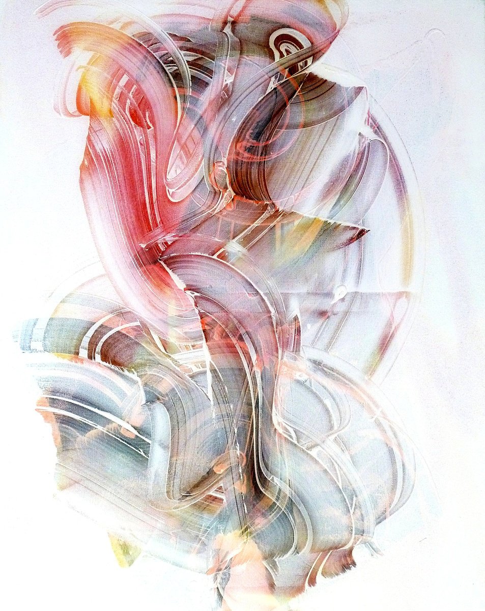 Expressive Abstract Acrylic Painting By Newel Hunter, 24 X 30", Distant Melody, Original Artwork