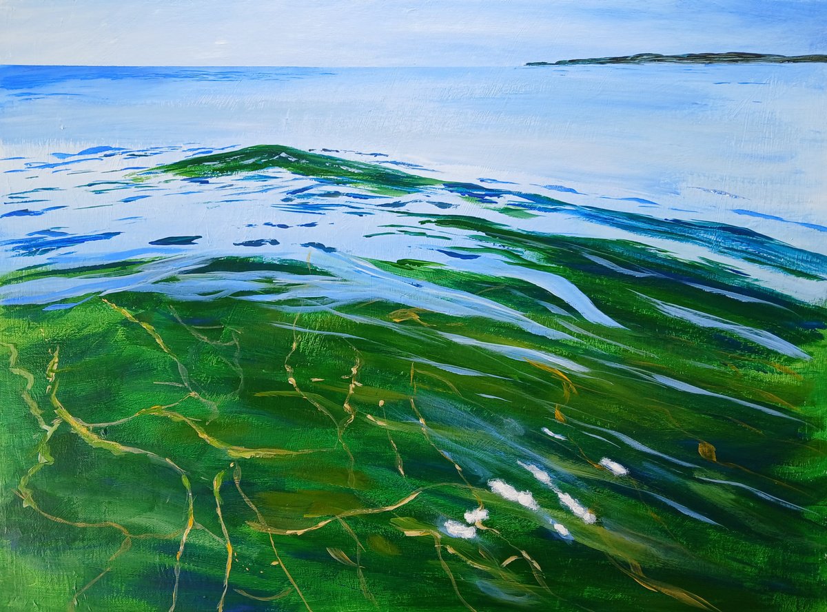 Photorealistic Landscape Acrylic Painting By Cathal Gallagher, 24 X 18, Crystal. Emerald., Original Artwork