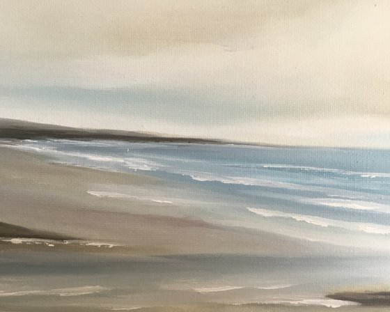 Distant Shores Close To Heart - Original Seascape Oil Painting on Stretched Canvas