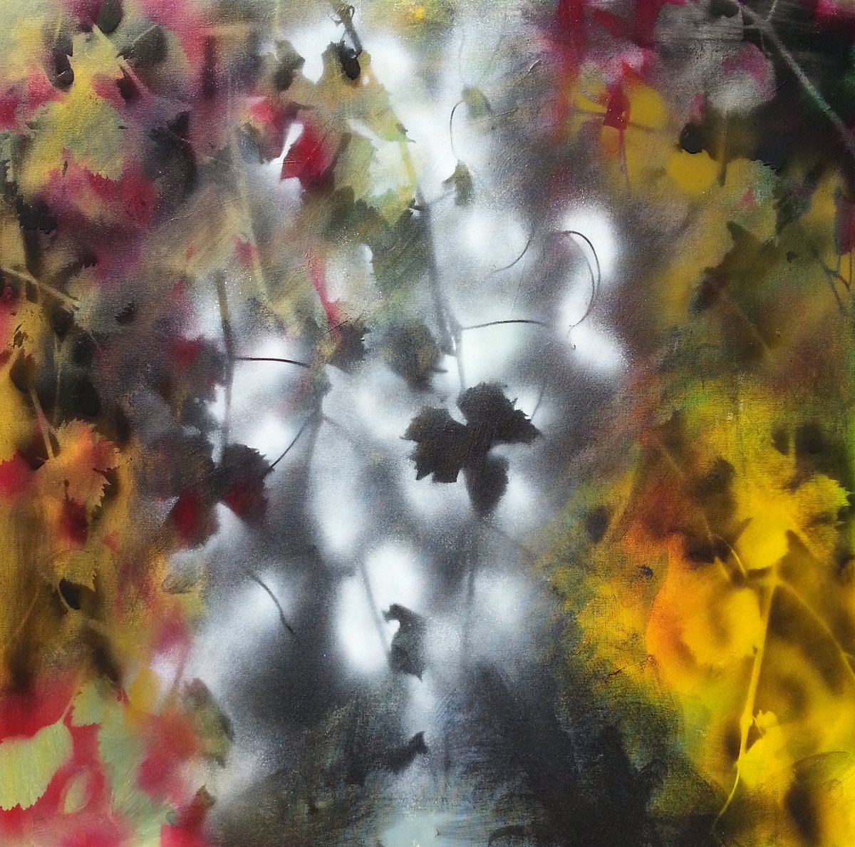 Abstract Botanical Painting By Fabienne Monestier, 24 X 24, Vine Lace, Original Artwork