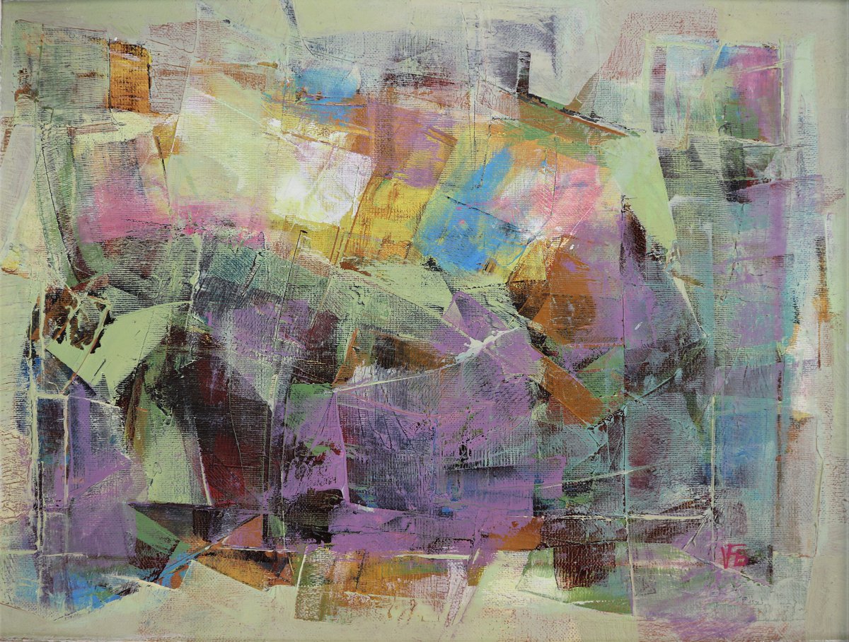 Geometric Oil Painting , Glister By Florina Breazu, 19 X 15, Artwork For Sale On Artfinder