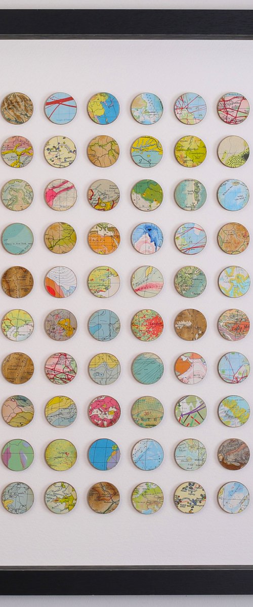 100 map dots original framed artwork by Amelia Coward