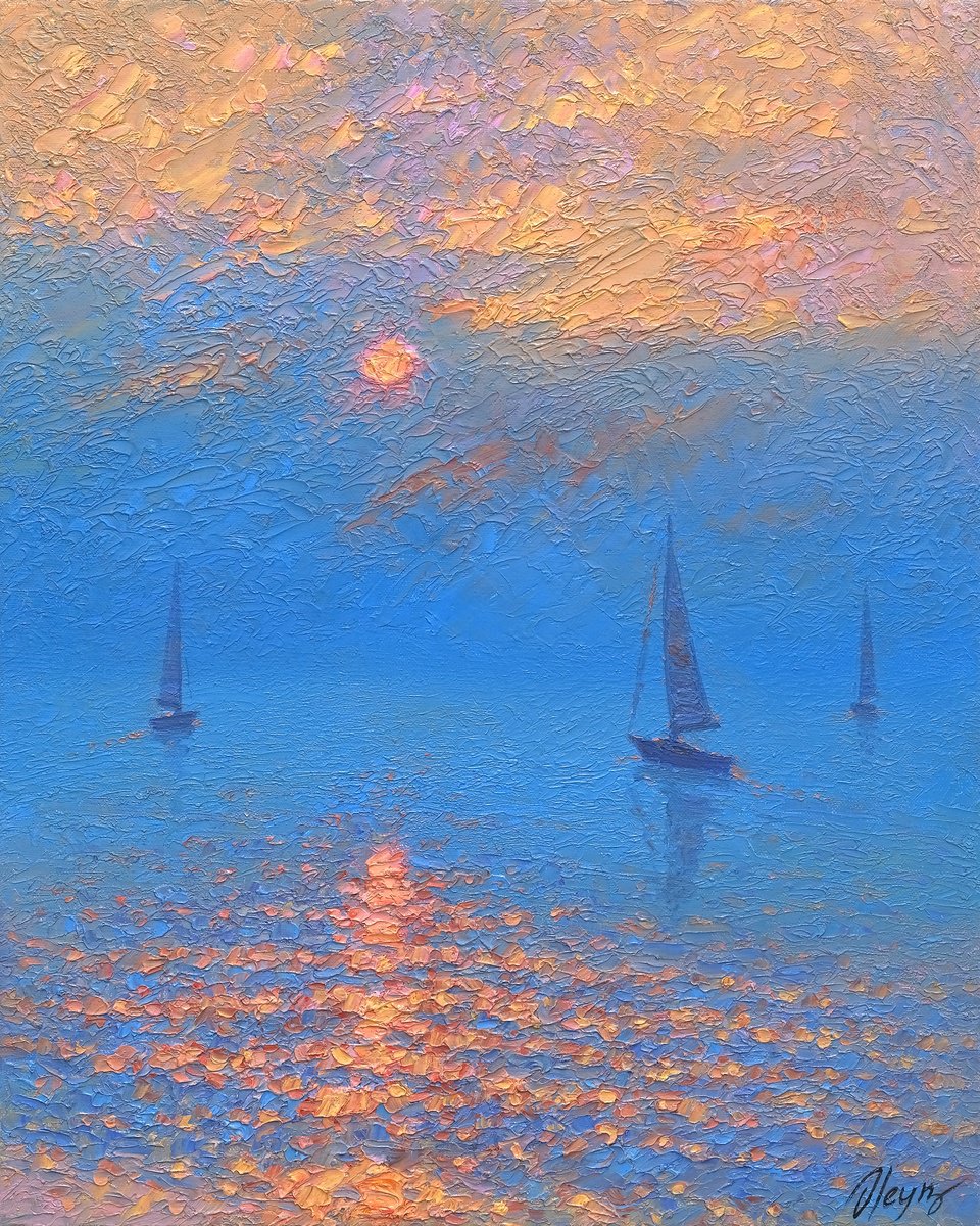 Impressionistic Landscape Oil Painting By Dmitry Oleyn, 16 X 20, Sea, Original Artwork