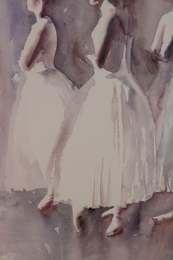 Ballerina watercolour painting "Start The Show"