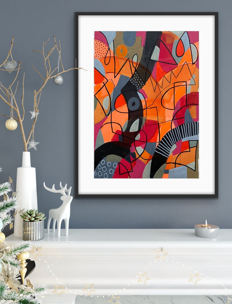 Organic Abstract Acrylic Painting By Rashna Hackett, 20 X 27", There You Are, Original Artwork