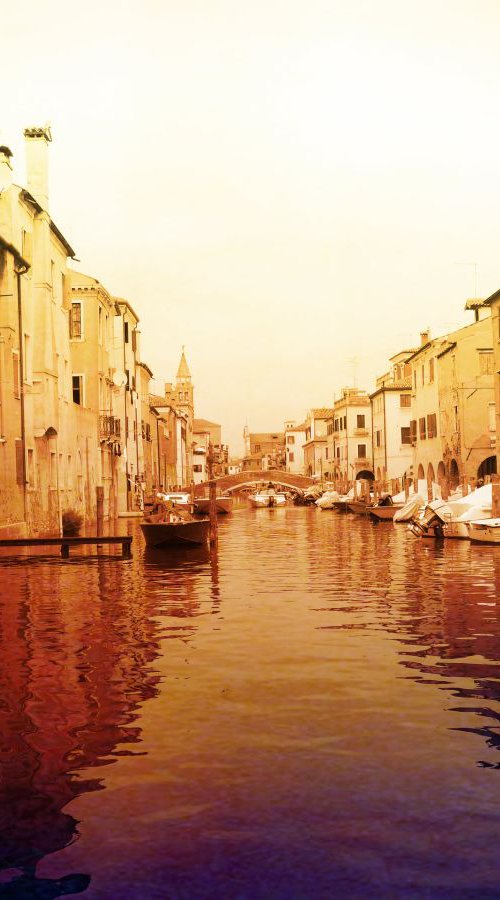Venice sister town Chioggia in Italy - 60x80x4cm print on canvas 00802m1 READY to HANG by Kuebler