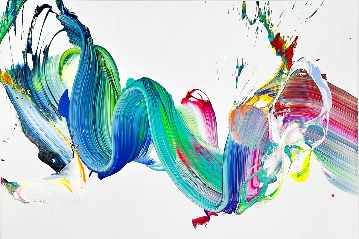 Organic Abstract Acrylic Painting By Nikolaos Schizas, 59 X 39", Need You Now, Original Artwork