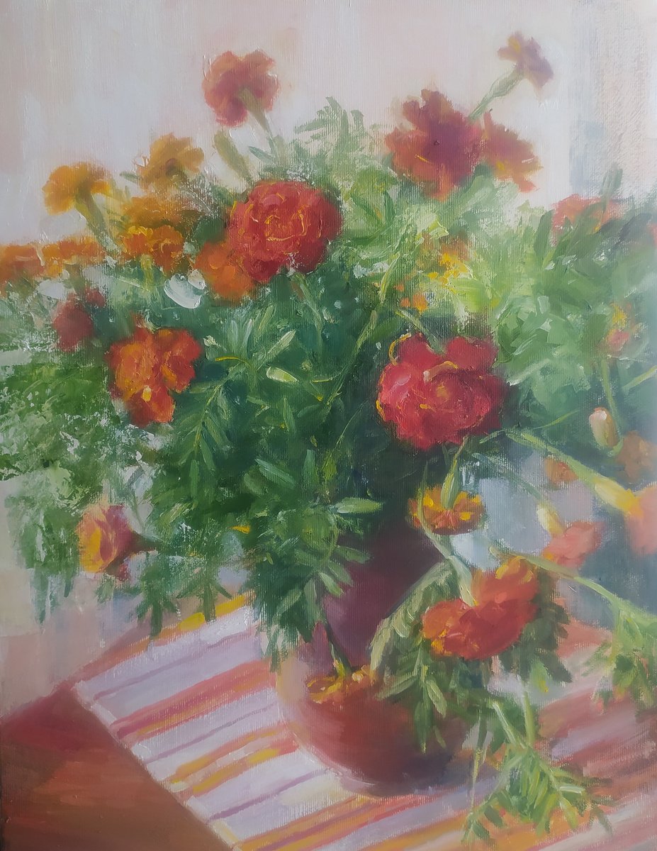 Marigolds By Valentina Andrukhova, 14 X 18, Artwork For Sale On Artfinder