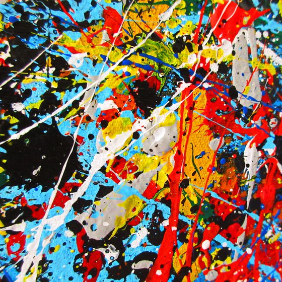 VIVID WITH BLACK,  POLLOCK MODE, framed