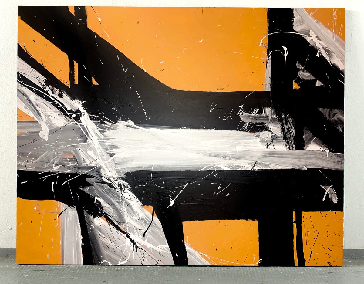 Abstract Acrylic Painting By Rosi Roys, 79 X 65", Black 57C, Original Artwork