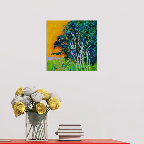 Trees, Orange and Blue