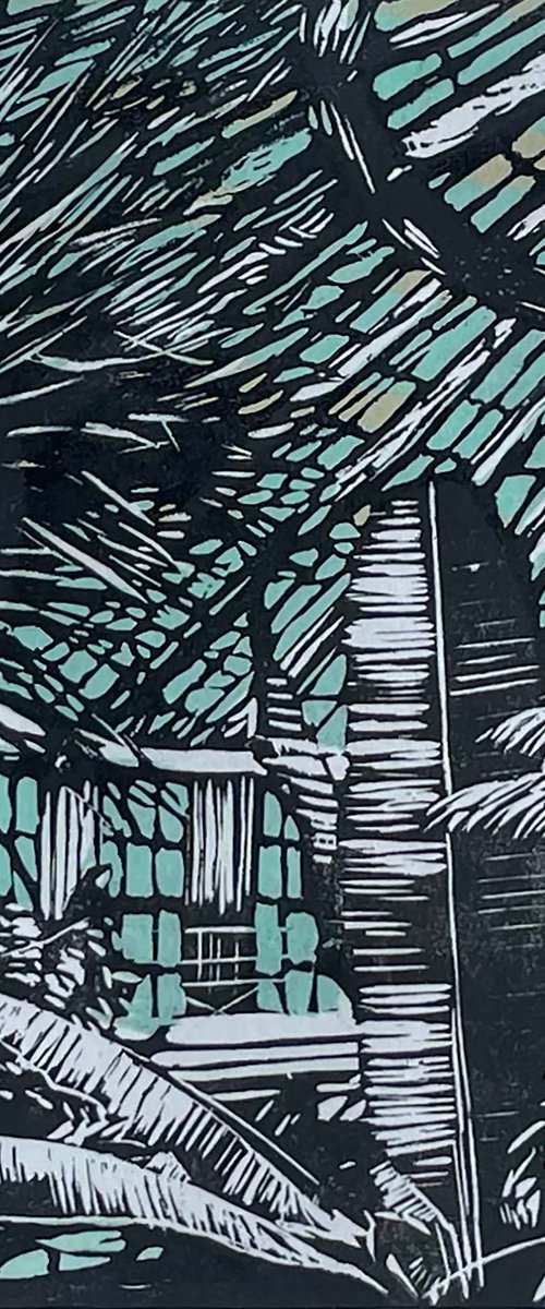 Palmehuset no. 2 - Botanical Linocut Print - Mini print by C Staunton