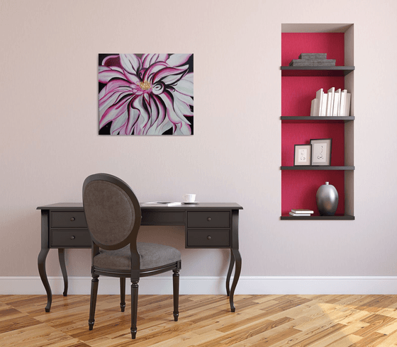 Dahila, original canvas oil art, wall decor for home, gift idea