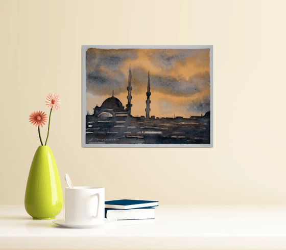 ISTANBUL SILHOUETTES 4, WATERCOLOR ON PAPER, 27 x 21 cm