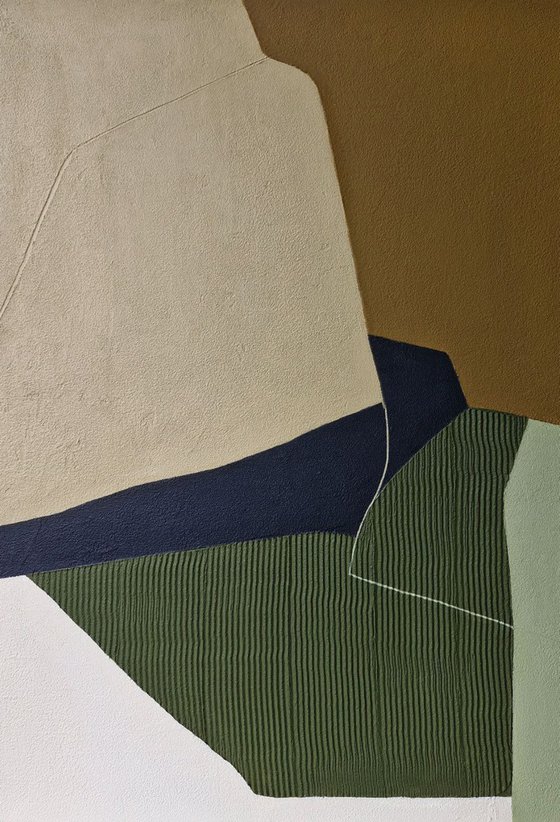 "Vista" Green brown navy abstract textured