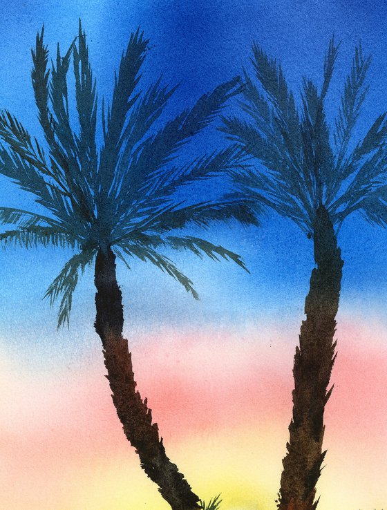 Sunset Palms by the Sea