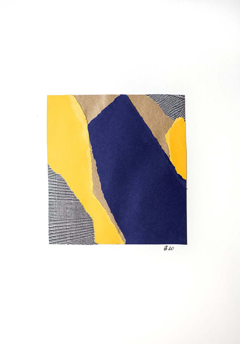 Minimalistic collage. Small artwork. Madrid series. 11. Craft, purple and yellow abstract... by Sasha Romm