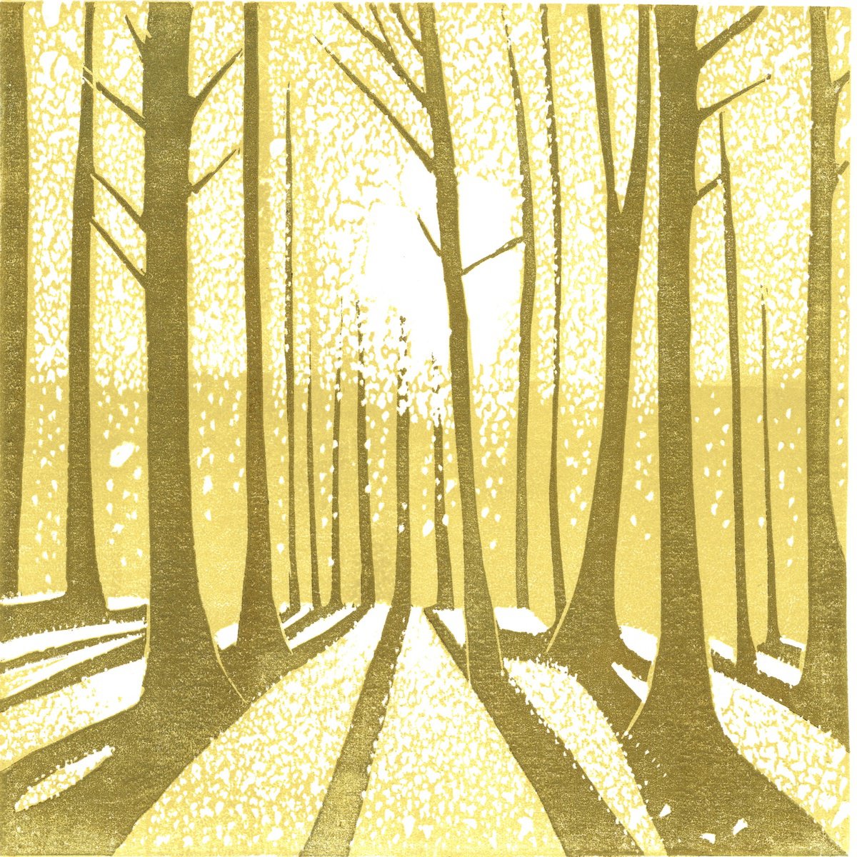 Graphic Landscape Linocut By Layla Khani (Aka Laylart), 8 X 8", 