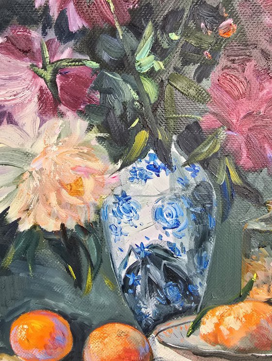 Still Life with Peonies and Oranges