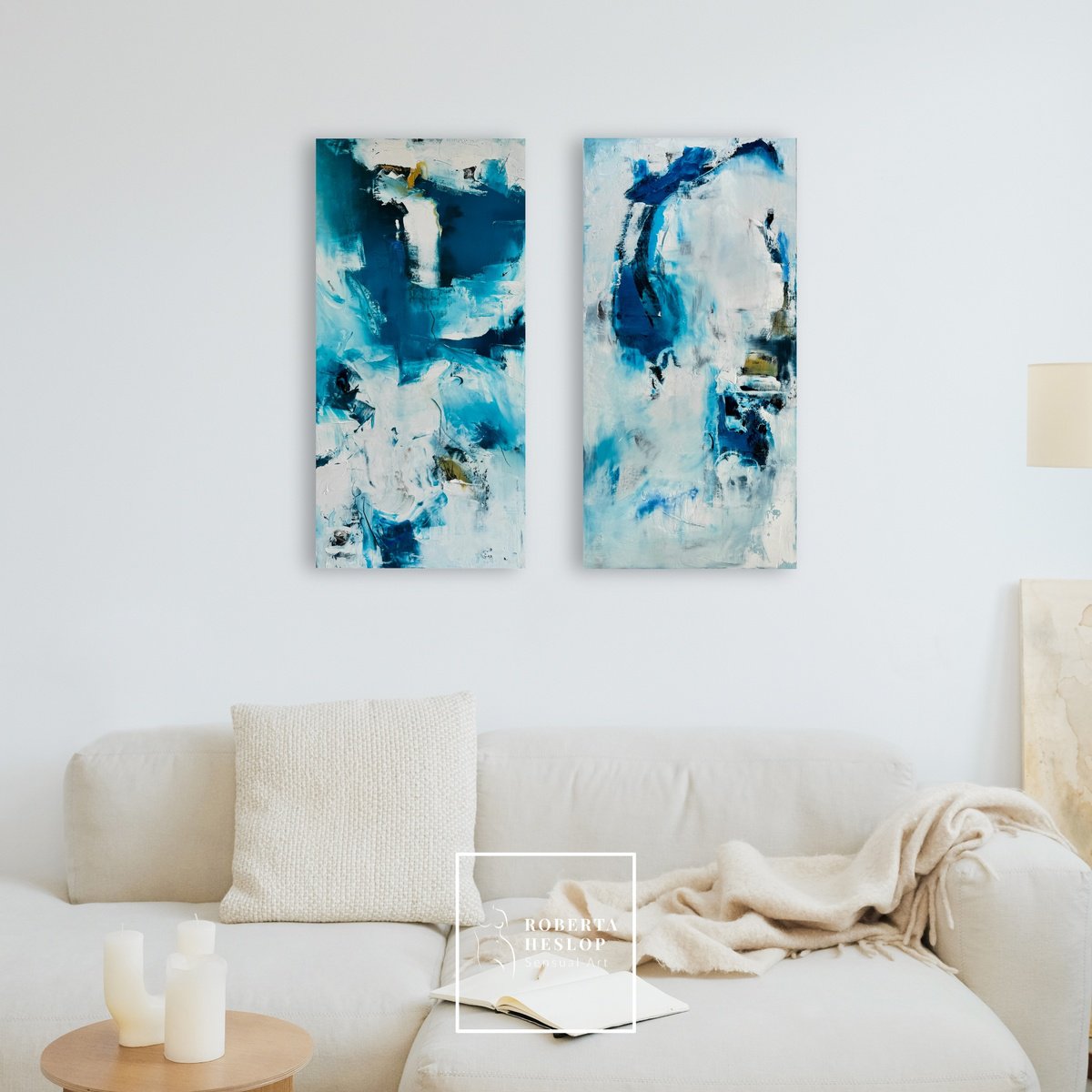 Organic Landscape Oil Painting By Roberta Heslop, 12 X 24", South Of Silence I & Ii, Original Artwork