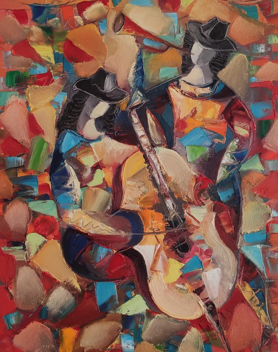 Jazz (60x50cm ,oil/canvas, abstract art, ready to hang)