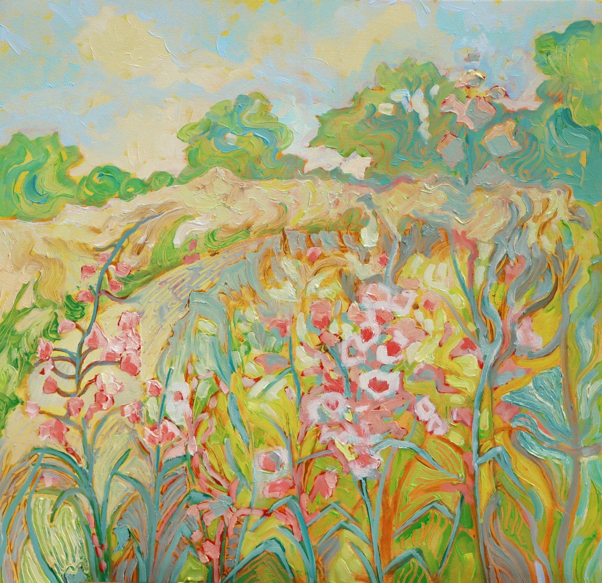 Wildflower Meadow Landscape By Mary Kemp, 16 X 16, Artwork For Sale On Artfinder
