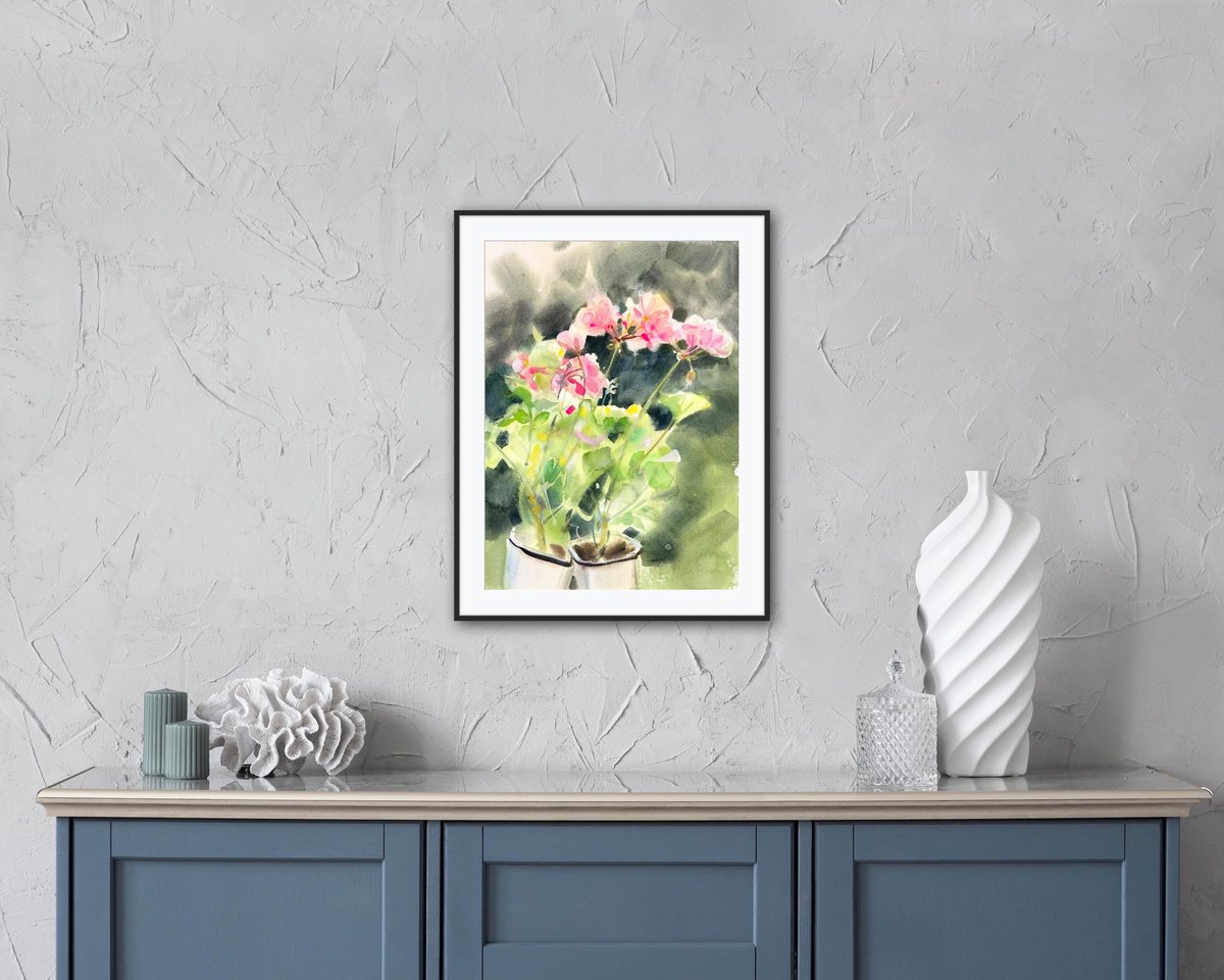 Impressionistic Botanical Watercolour By Olha Retunska, 11 X 15", Spring Chores In The Garden 2, Original Artwork