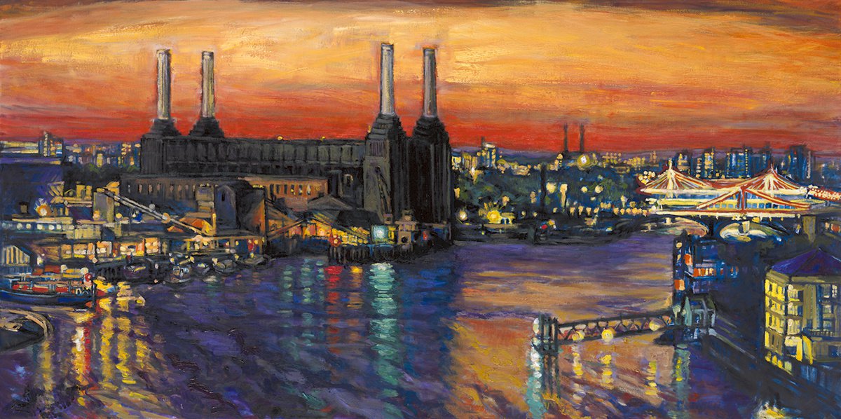 Battersea Power Station and Bridges Giclee Print by Patricia Clements