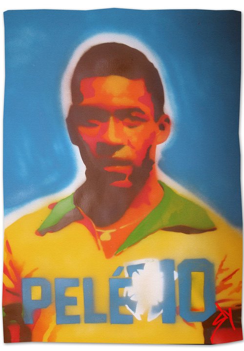 Pelé (on gorgeous watercolour paper). by Juan Sly