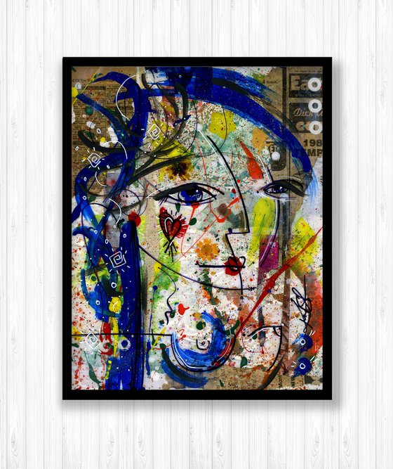Funky Face Love 14 - Mixed Media Art by Kathy Morton Stanion