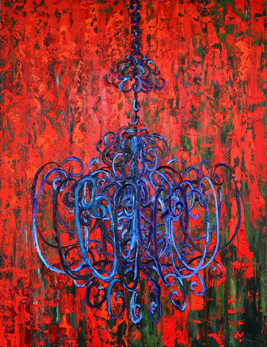 Expressive Cityscapes Oil Painting By Dominic Virtosu, 42 X 54, Precious Blue, Original Artwork